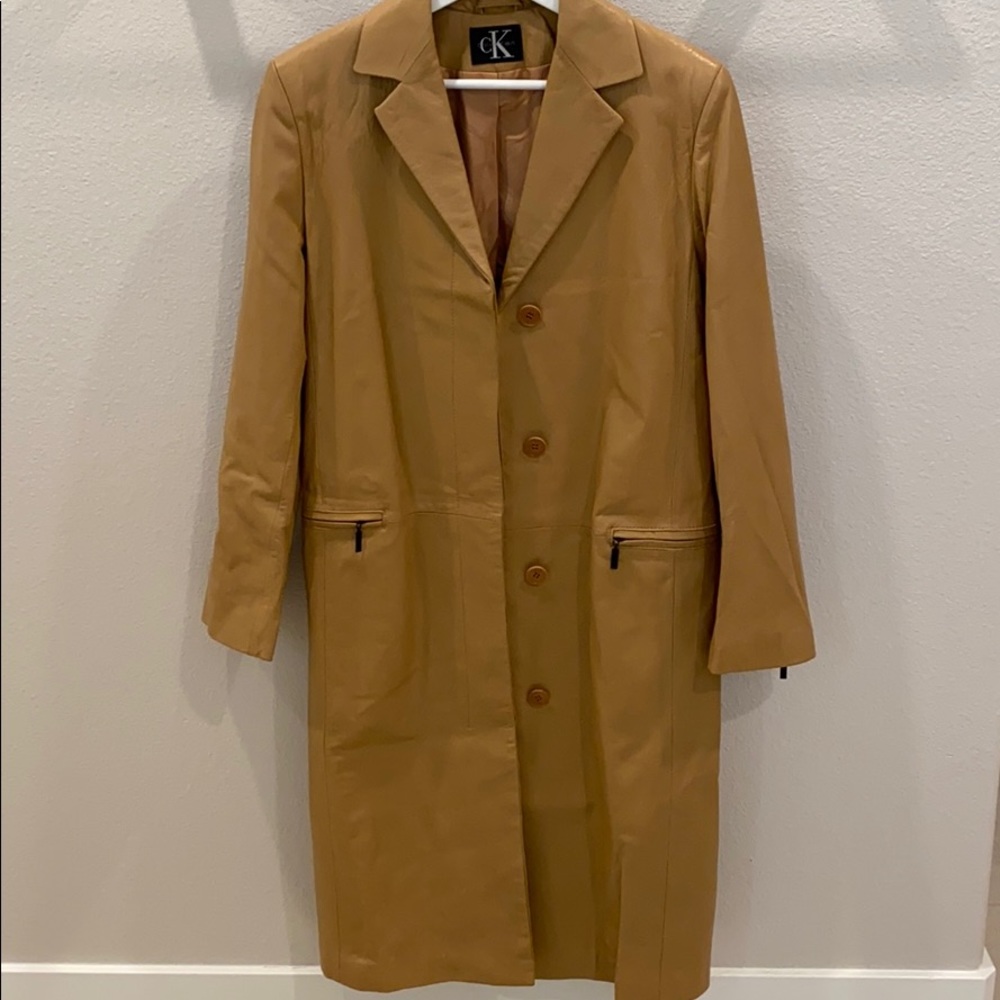 Leather long coat